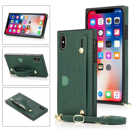 Wrist Strap PU+TPU Shockproof Protective Case with Crossbody Lanyard & Holder & Card Slot, For iPhone XS / X, For iPhone XR, For iPhone XS Max, For iPhone 11