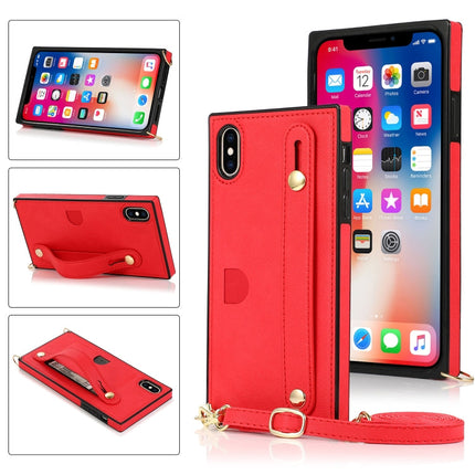 Wrist Strap PU+TPU Shockproof Protective Case with Crossbody Lanyard & Holder & Card Slot, For iPhone XS / X, For iPhone XR, For iPhone XS Max, For iPhone 11