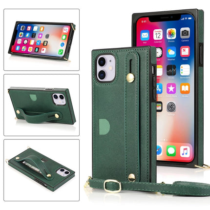 Wrist Strap PU+TPU Shockproof Protective Case with Crossbody Lanyard & Holder & Card Slot, For iPhone XS / X, For iPhone XR, For iPhone XS Max, For iPhone 11