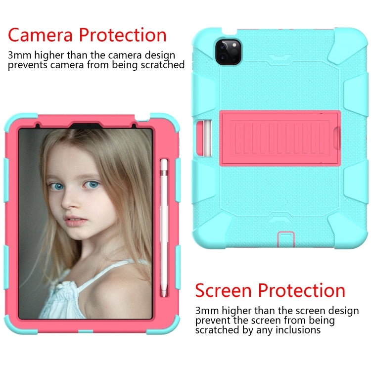 Shockproof Two-Color Silicone Protective Case with Holder, For iPad Air 2022 / 2020 10.9, For Samsung Galaxy Tab A7 (2020) T500/T505