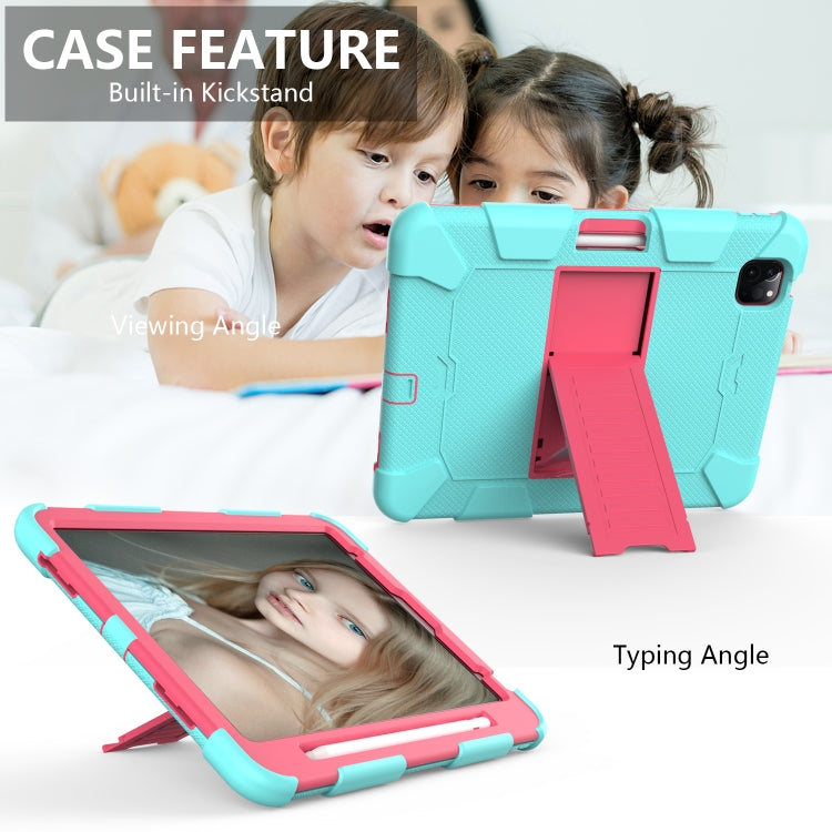 Shockproof Two-Color Silicone Protective Case with Holder, For iPad Air 2022 / 2020 10.9, For Samsung Galaxy Tab A7 (2020) T500/T505