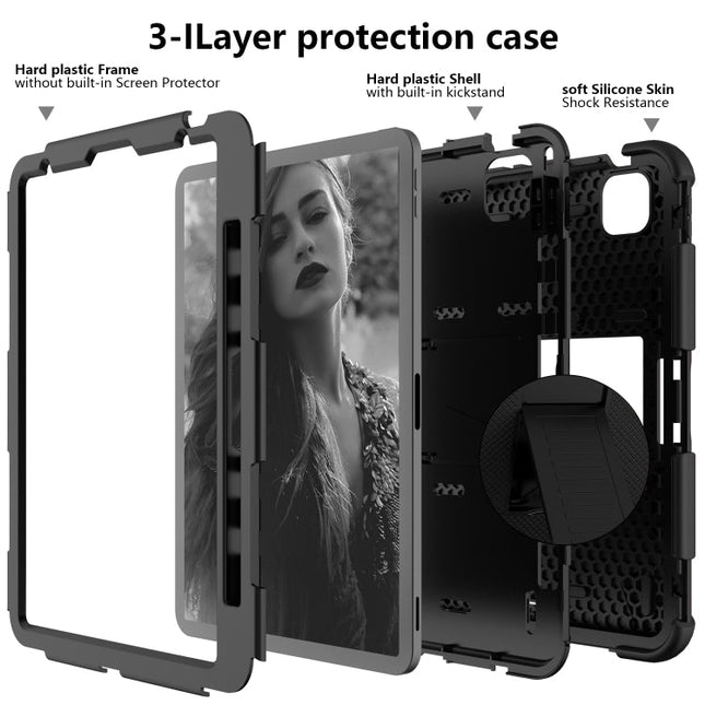 Shockproof Two-Color Silicone Protective Case with Holder, For iPad Air 2022 / 2020 10.9, For Samsung Galaxy Tab A7 (2020) T500/T505