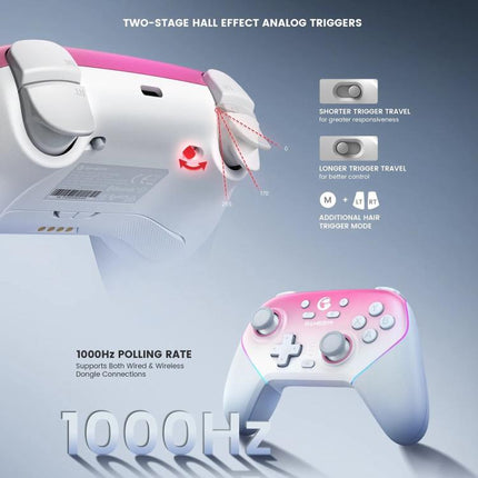 GameSir Super Nova T4 Nova Pro Tri-Mode Wireless Game Controller for PC / Steam / Switch / iOS / Android, T4 Nova Pro Blue, T4 Nova Pro Pink