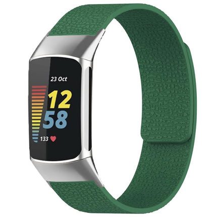 xDfind Litchi Texture Magnetic Silicone Watch Band, For Fitbit Charge 5 / Charge 6, For Fitbit Versa 4/Versa3/Sense2/Sense