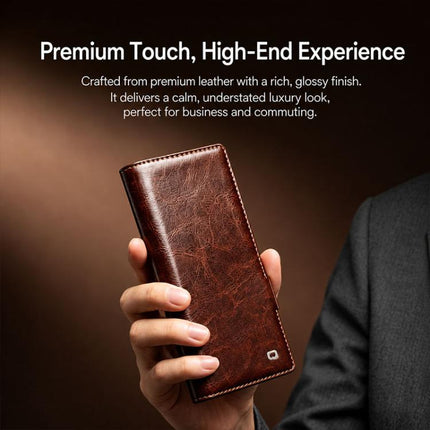 QIALINO Classic 103 Buckle Genuine Leather Phone Case, For Galaxy Z Fold8 Ultra 5G, For Galaxy Z Fold8 5G, For Galaxy Z Flip8 5G, For Samsung Galaxy Z Fold7 5G, For Samsung Galaxy Z Flip7 5G