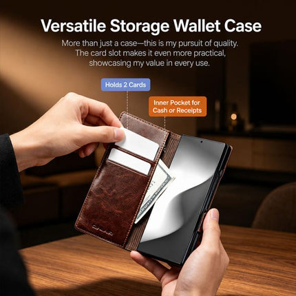 QIALINO Classic 103 Buckle Genuine Leather Phone Case, For Galaxy Z Fold8 Ultra 5G, For Galaxy Z Fold8 5G, For Galaxy Z Flip8 5G, For Samsung Galaxy Z Fold7 5G, For Samsung Galaxy Z Flip7 5G
