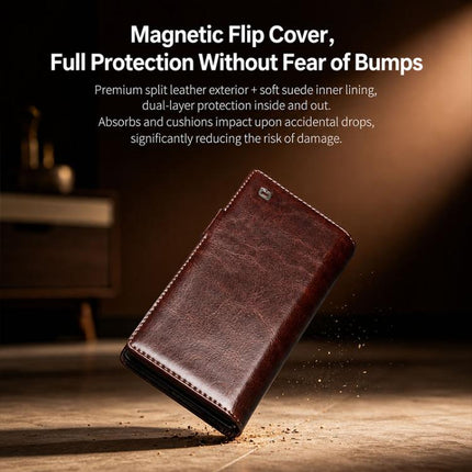 QIALINO Classic 103 Buckle Genuine Leather Phone Case, For Galaxy Z Fold8 Ultra 5G, For Galaxy Z Fold8 5G, For Galaxy Z Flip8 5G, For Samsung Galaxy Z Fold7 5G, For Samsung Galaxy Z Flip7 5G