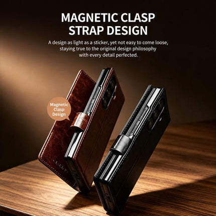 QIALINO Classic 103 Buckle Genuine Leather Phone Case, For Galaxy Z Fold8 Ultra 5G, For Galaxy Z Fold8 5G, For Galaxy Z Flip8 5G, For Samsung Galaxy Z Fold7 5G, For Samsung Galaxy Z Flip7 5G