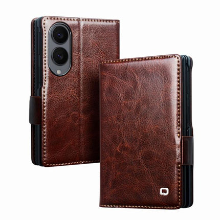 QIALINO Classic 103 Buckle Genuine Leather Phone Case, For Galaxy Z Fold8 Ultra 5G, For Galaxy Z Fold8 5G, For Galaxy Z Flip8 5G, For Samsung Galaxy Z Fold7 5G, For Samsung Galaxy Z Flip7 5G