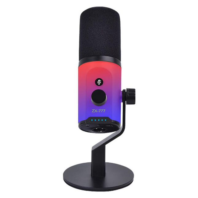 XTUGA ZX-777 XLR / USB-C Dynamic Microphone RGB Light Noise Reduction for Live