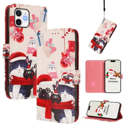 Christmas Series Buckle Leather Phone Case with Hand Strap, For iPhone 11 Pro Max, For iPhone 11, For iPhone 11 Pro, For iPhone XS / X