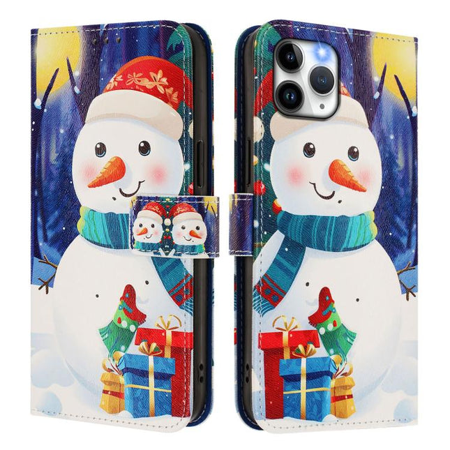 Christmas Series Buckle Leather Phone Case with Hand Strap, For iPhone 11 Pro Max, For iPhone 11, For iPhone 11 Pro, For iPhone XS / X
