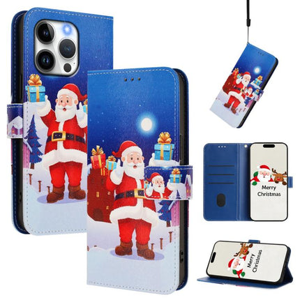 Christmas Series Buckle Leather Phone Case with Hand Strap, For iPhone 14 Pro Max, For iPhone SE 2022 / SE 2020 / 8 / 7, For iPhone 13 Pro Max, For iPhone 13 Pro