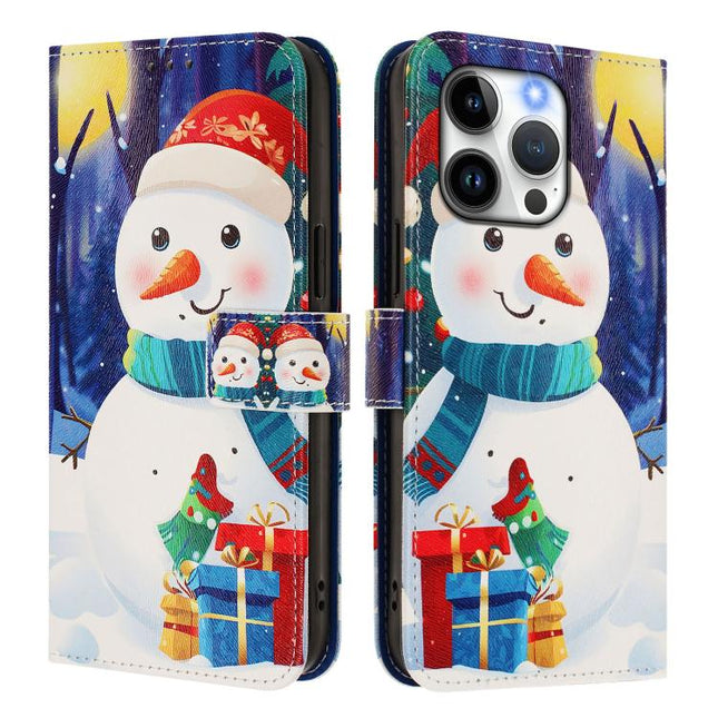 Christmas Series Buckle Leather Phone Case with Hand Strap, For iPhone 14 Pro Max, For iPhone SE 2022 / SE 2020 / 8 / 7, For iPhone 13 Pro Max, For iPhone 13 Pro
