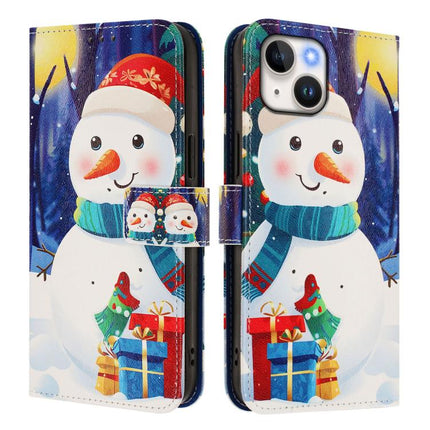 Christmas Series Buckle Leather Phone Case with Hand Strap, For iPhone 15, For iPhone 14 Plus, For iPhone 14 / 13, For iPhone 14 Pro