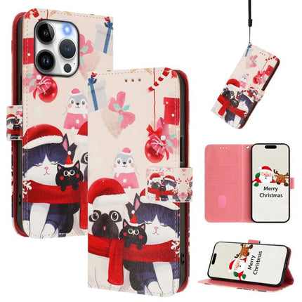 Christmas Series Buckle Leather Phone Case with Hand Strap, For iPhone 16e, For iPhone 16 Pro Max, For iPhone 16 Pro, For iPhone 16 Plus