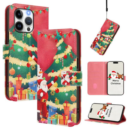 Christmas Series Buckle Leather Phone Case with Hand Strap, For iPhone 16e, For iPhone 16 Pro Max, For iPhone 16 Pro, For iPhone 16 Plus