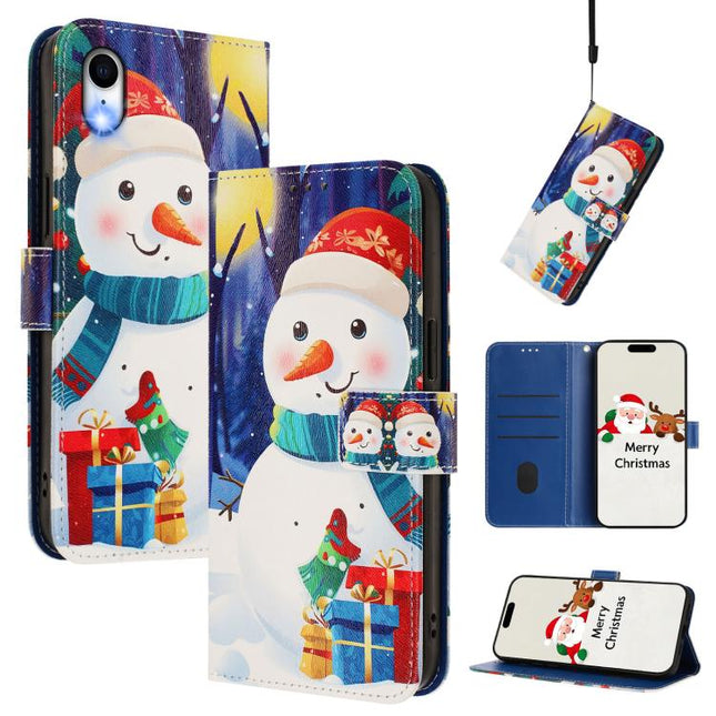 Christmas Series Buckle Leather Phone Case with Hand Strap, For iPhone XR, For iPhone XS Max, For iPhone 8 Plus / 7 Plus