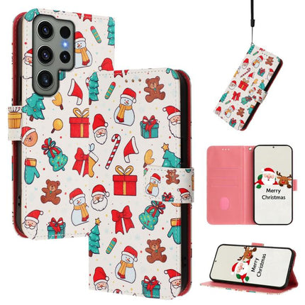 Christmas Series Buckle Leather Phone Case with Hand Strap, For Samsung Galaxy S24 Ultra 5G, For Samsung Galaxy S23 FE 5G, For Samsung Galaxy S23 Ultra 5G, For Samsung Galaxy S23+ 5G