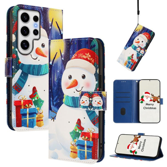 Christmas Series Buckle Leather Phone Case with Hand Strap, For Samsung Galaxy S24 Ultra 5G, For Samsung Galaxy S23 FE 5G, For Samsung Galaxy S23 Ultra 5G, For Samsung Galaxy S23+ 5G