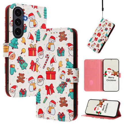 Christmas Series Buckle Leather Phone Case with Hand Strap, For Samsung Galaxy S25 FE 5G, For Samsung Galaxy S25 Edge 5G, For Samsung Galaxy S25 / S24 5G, For Samsung Galaxy S25+ / S24+ 5G