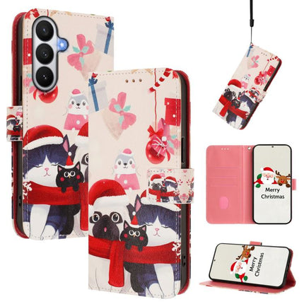 Christmas Series Buckle Leather Phone Case with Hand Strap, For Samsung Galaxy S26+ 5G, For Samsung Galaxy S26 Edge 5G, For Samsung Galaxy S26 Ultra 5G, For Samsung Galaxy S26 Pro 5G