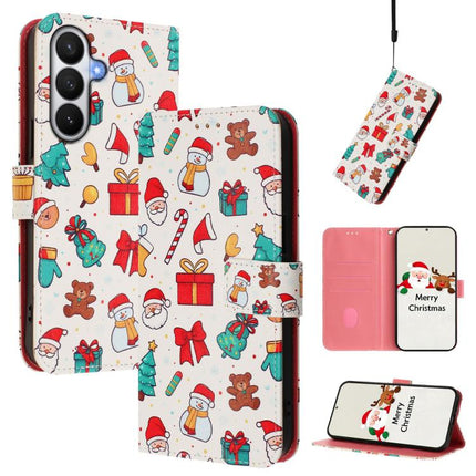 Christmas Series Buckle Leather Phone Case with Hand Strap, For Samsung Galaxy S26+ 5G, For Samsung Galaxy S26 Edge 5G, For Samsung Galaxy S26 Ultra 5G, For Samsung Galaxy S26 Pro 5G