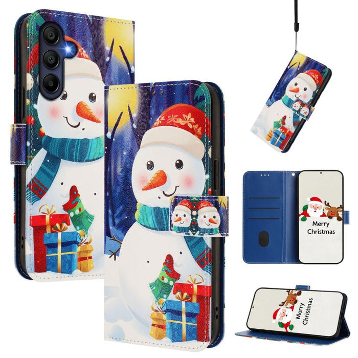 Christmas Series Buckle Leather Phone Case with Hand Strap, For Samsung Galaxy A16 5G / 4G, For Samsung Galaxy A05s / F14 4G, For Samsung Galaxy M35 5G, For Samsung Galaxy M55 5G / C55 5G