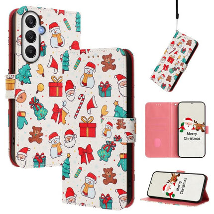 Christmas Series Buckle Leather Phone Case with Hand Strap, For Samsung Galaxy A16 5G / 4G, For Samsung Galaxy A05s / F14 4G, For Samsung Galaxy M35 5G, For Samsung Galaxy M55 5G / C55 5G