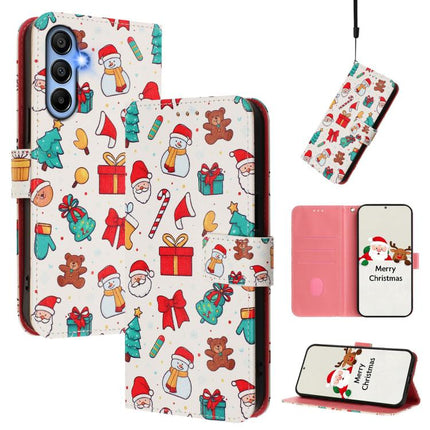 Christmas Series Buckle Leather Phone Case with Hand Strap, For Samsung Galaxy M15 5G / F15 5G, For Samsung Galaxy A15 5G / 4G, For Samsung Galaxy A55 5G, For Samsung Galaxy A35 5G