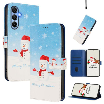 Christmas Series Buckle Leather Phone Case with Hand Strap, For Samsung Galaxy M15 5G / F15 5G, For Samsung Galaxy A15 5G / 4G, For Samsung Galaxy A55 5G, For Samsung Galaxy A35 5G