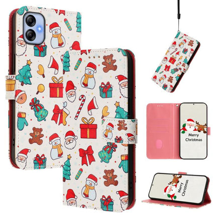 Christmas Series Buckle Leather Phone Case with Hand Strap, For Samsung Galaxy A24 4G, For Samsung Galaxy A23 5G / 4G / M23 / F23, For Samsung Galaxy A04e / F04 / M04 4G, For Samsung Galaxy A14 5G / 4G