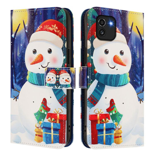 Christmas Series Buckle Leather Phone Case with Hand Strap, For Samsung Galaxy A03 164mm, For Samsung Galaxy A03 166mm