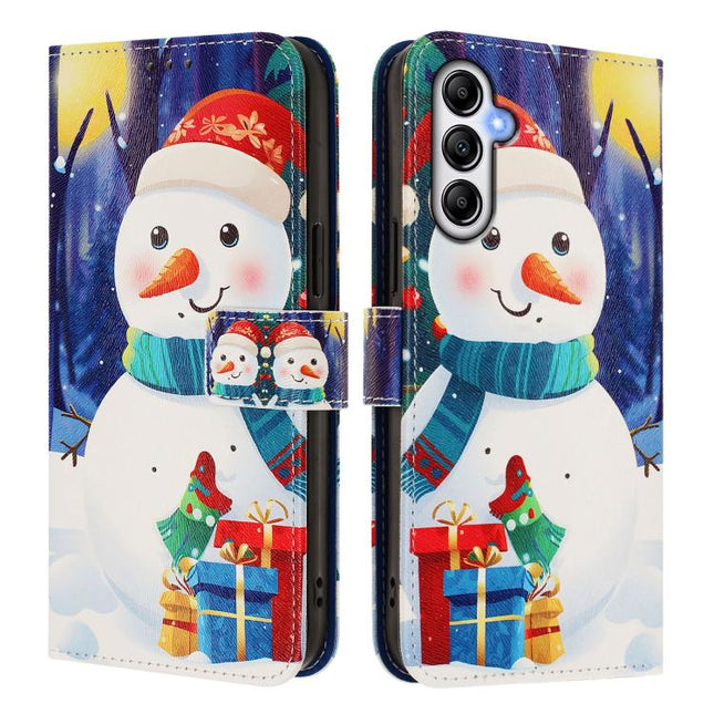 Christmas Series Buckle Leather Phone Case with Hand Strap, For Samsung Galaxy A24 4G, For Samsung Galaxy A23 5G / 4G / M23 / F23, For Samsung Galaxy A04e / F04 / M04 4G, For Samsung Galaxy A14 5G / 4G