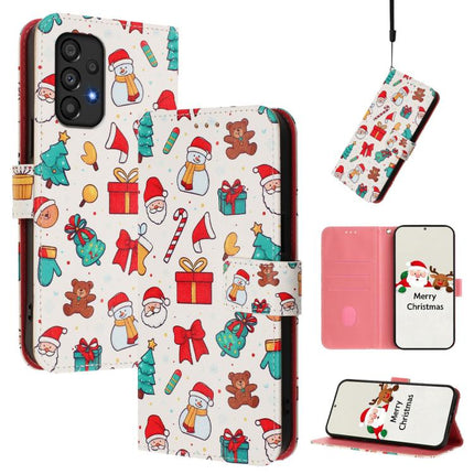 Christmas Series Buckle Leather Phone Case with Hand Strap, For Samsung Galaxy M33 5G, For Samsung Galaxy A53 5G, For Samsung Galaxy A73 5G, For Samsung Galaxy A33 5G