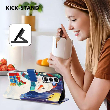 Christmas Series Buckle Leather Phone Case with Hand Strap, For Samsung Galaxy A34 5G, For Samsung Galaxy A54 5G, For Samsung Galaxy A13 5G / 4G / A04 / A04s, For Samsung Galaxy M53 5G