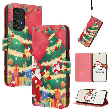 Christmas Series Buckle Leather Phone Case with Hand Strap, For Samsung Galaxy M33 5G, For Samsung Galaxy A53 5G, For Samsung Galaxy A73 5G, For Samsung Galaxy A33 5G