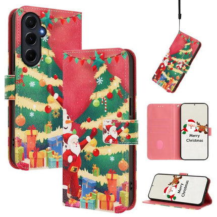 Christmas Series Buckle Leather Phone Case with Hand Strap, For Samsung Galaxy M15 5G / F15 5G, For Samsung Galaxy A15 5G / 4G, For Samsung Galaxy A55 5G, For Samsung Galaxy A35 5G