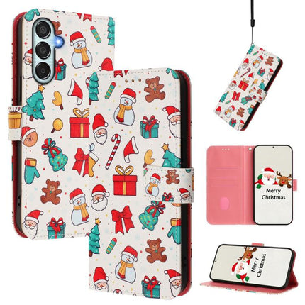 Christmas Series Buckle Leather Phone Case with Hand Strap, For Samsung Galaxy M15 5G / F15 5G, For Samsung Galaxy A15 5G / 4G, For Samsung Galaxy A55 5G, For Samsung Galaxy A35 5G