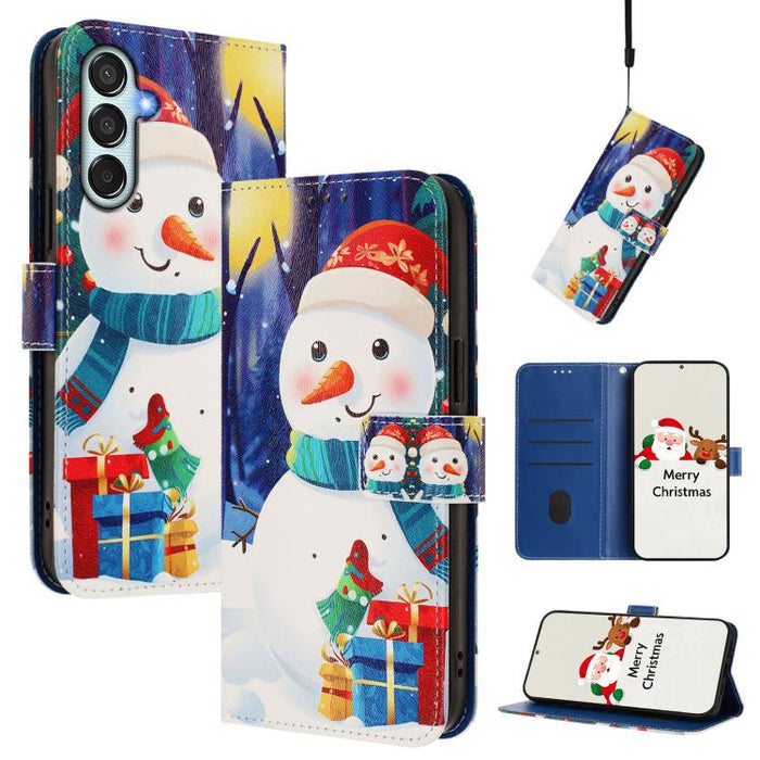 Christmas Series Buckle Leather Phone Case with Hand Strap, For Samsung Galaxy M34 5G / F34 5G, For Samsung Galaxy A25 5G, For Samsung Galaxy M54 5G / F54 5G, For Samsung Galaxy M14 5G