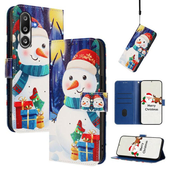 Christmas Series Buckle Leather Phone Case with Hand Strap, For Samsung Galaxy M36 5G, For Samsung Galaxy A17 / A26 5G, For Samsung Galaxy M56 5G, For Samsung Galaxy F16 5G / M16 5G