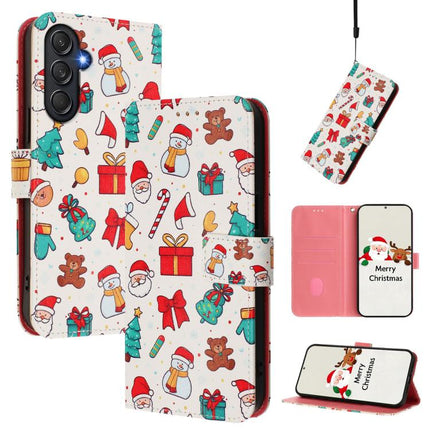 Christmas Series Buckle Leather Phone Case with Hand Strap, For Samsung Galaxy A16 5G / 4G, For Samsung Galaxy A05s / F14 4G, For Samsung Galaxy M35 5G, For Samsung Galaxy M55 5G / C55 5G