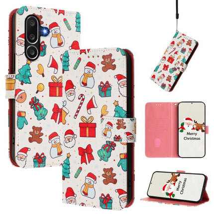 Christmas Series Buckle Leather Phone Case with Hand Strap, For Samsung Galaxy M36 5G, For Samsung Galaxy A17 / A26 5G, For Samsung Galaxy M56 5G, For Samsung Galaxy F16 5G / M16 5G