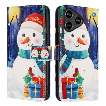 Christmas Series Buckle Leather Phone Case with Hand Strap, For ZTE Blade A76 4G