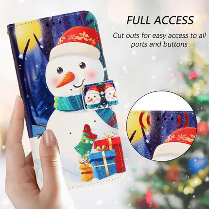 Christmas Series Buckle Leather Phone Case with Hand Strap, For ZTE Blade A76 4G