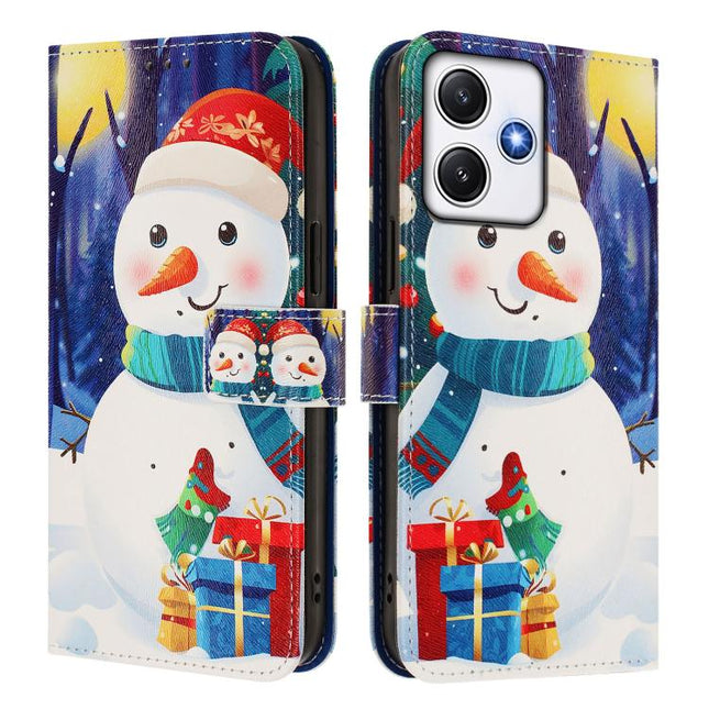 Christmas Series Buckle Leather Phone Case with Hand Strap, For Redmi 12 4G / 5G / Note 12R, For Redmi Note 12T Pro / K50i, For Redmi Note 12 Turbo 5G / Xiaomi Poco F5, For Redmi K60 / K60 Pro