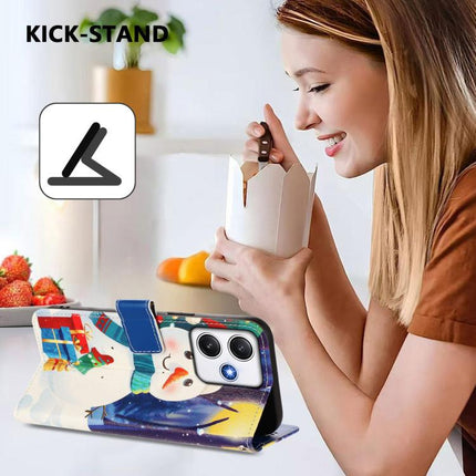 Christmas Series Buckle Leather Phone Case with Hand Strap, For Redmi 12 4G / 5G / Note 12R, For Redmi Note 12T Pro / K50i, For Redmi Note 12 Turbo 5G / Xiaomi Poco F5, For Redmi K60 / K60 Pro