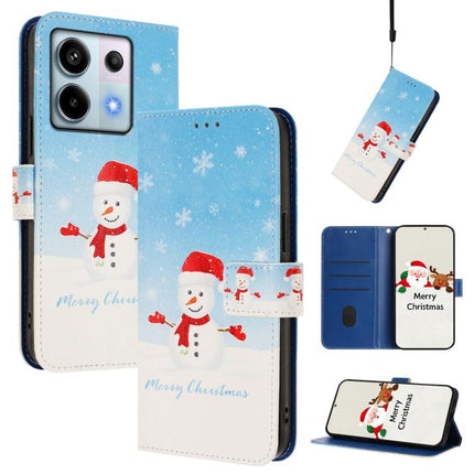 Christmas Series Buckle Leather Phone Case with Hand Strap, For Redmi Note 13 4G Global, For Redmi Note 13 Pro 5G Global, For Redmi Note 13 5G Global, For Redmi Note 13 Pro+ 5G Global