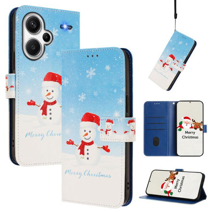Christmas Series Buckle Leather Phone Case with Hand Strap, For Redmi Note 13 4G Global, For Redmi Note 13 Pro 5G Global, For Redmi Note 13 5G Global, For Redmi Note 13 Pro+ 5G Global