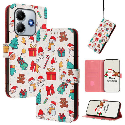 Christmas Series Buckle Leather Phone Case with Hand Strap, For Redmi Note 14 Pro 5G / Note 14 Pro+ 5G, For Redmi Note 14 5G Global, For Redmi Note 14 Pro 4G Global, For Redmi Note 14 4G 163.25mm